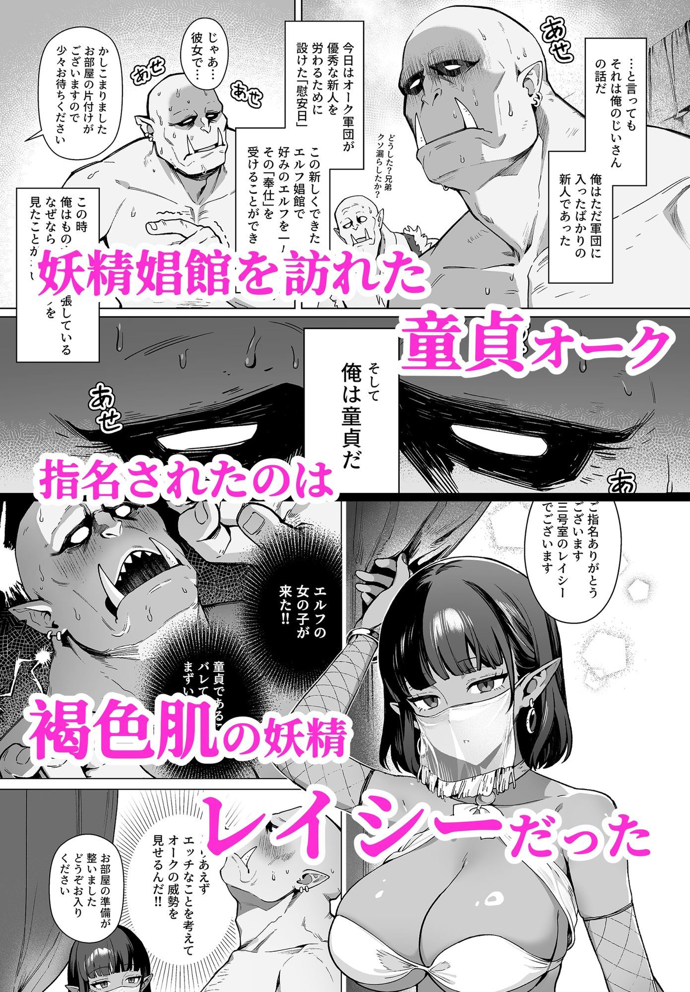 妖精娼館 3号室レイシー 〜褐色肌エルフを指名した童貞オーク〜｜煎茶柱