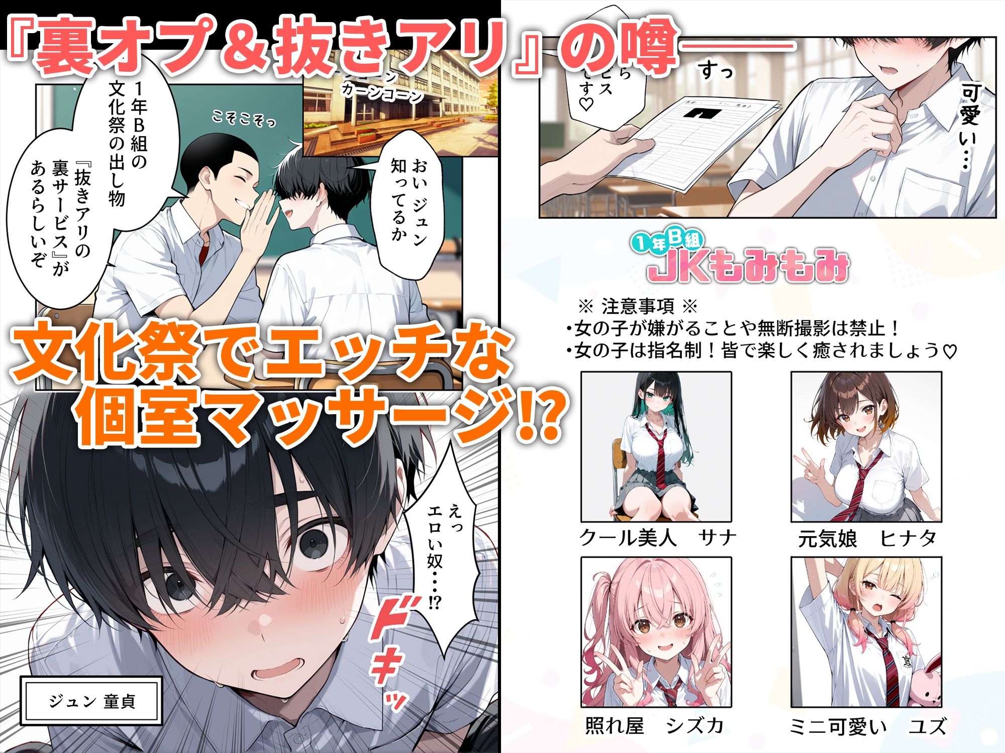 文化祭えっち JKの個室マッサージ喫茶で裏オプ甘々SEX（はーと）｜だぶるクリっく