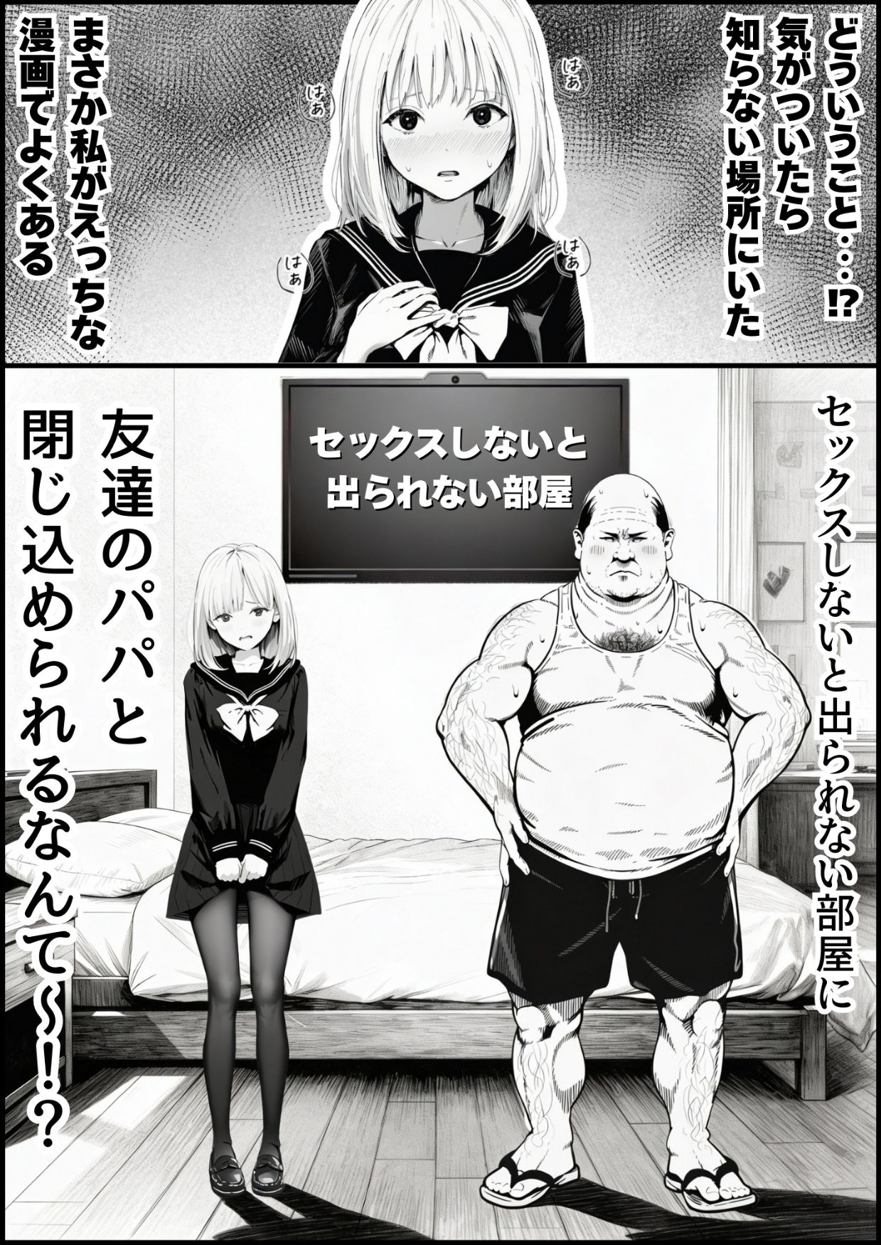 セックスしないと出られない部屋に親友のパパと閉じ込められたんですけど〜!?|竿役が種付けおじさんじゃないとヌケないんだが・・・ セックスしないと出られない部屋に親友のパパと閉じ込められたんですけど〜!?|竿役が種付けおじさんじゃないとヌケないんだが・・・